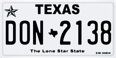 TX license plate DON2138