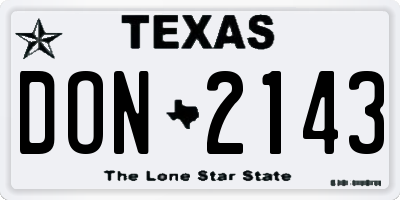 TX license plate DON2143