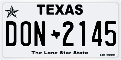 TX license plate DON2145