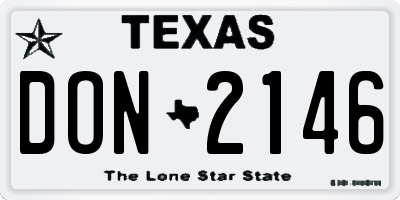 TX license plate DON2146