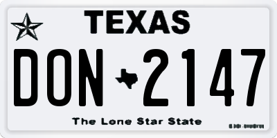 TX license plate DON2147