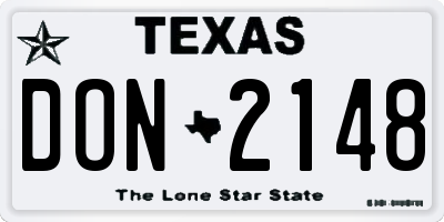 TX license plate DON2148