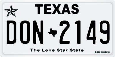 TX license plate DON2149