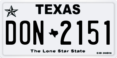 TX license plate DON2151