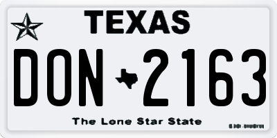 TX license plate DON2163