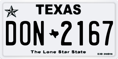 TX license plate DON2167