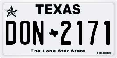 TX license plate DON2171