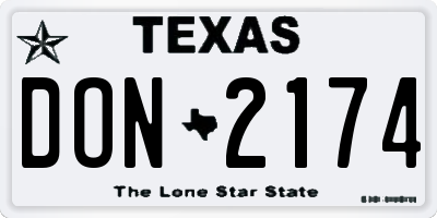 TX license plate DON2174