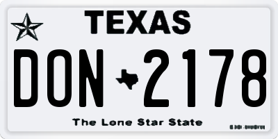 TX license plate DON2178