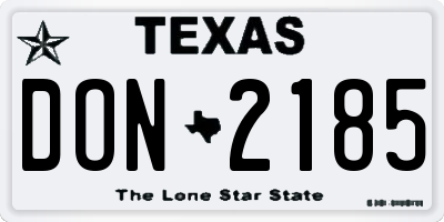 TX license plate DON2185