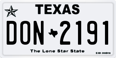 TX license plate DON2191
