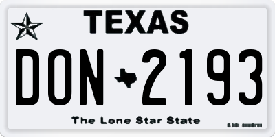 TX license plate DON2193