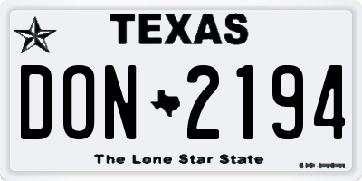 TX license plate DON2194