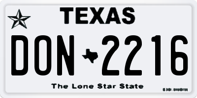 TX license plate DON2216