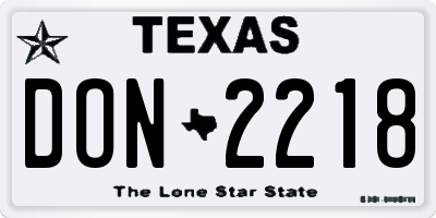 TX license plate DON2218