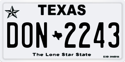 TX license plate DON2243