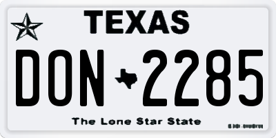 TX license plate DON2285
