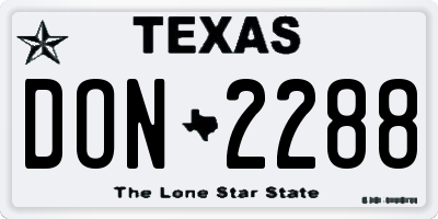 TX license plate DON2288