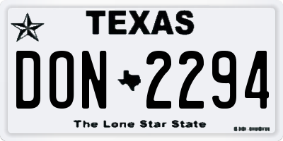 TX license plate DON2294