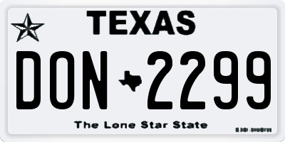 TX license plate DON2299