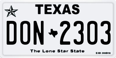 TX license plate DON2303