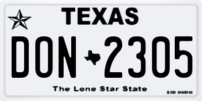 TX license plate DON2305