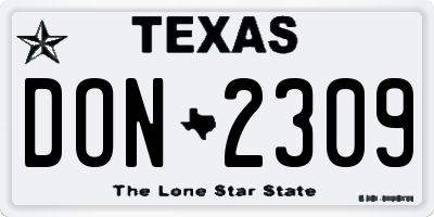TX license plate DON2309