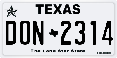 TX license plate DON2314