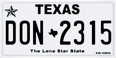 TX license plate DON2315