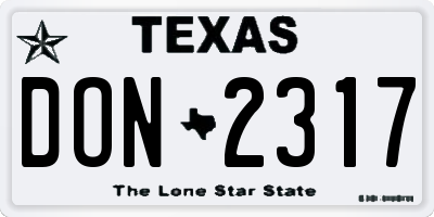 TX license plate DON2317