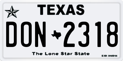 TX license plate DON2318