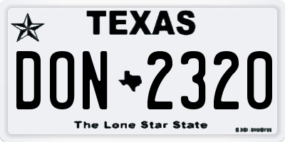 TX license plate DON2320
