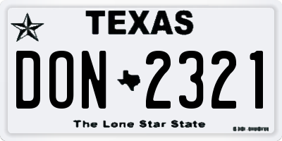 TX license plate DON2321