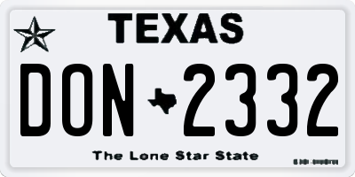 TX license plate DON2332