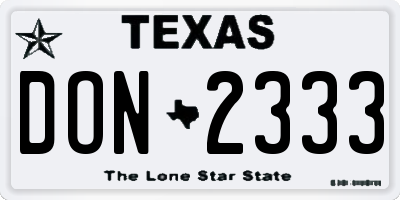 TX license plate DON2333
