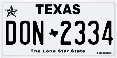 TX license plate DON2334