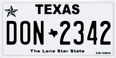 TX license plate DON2342