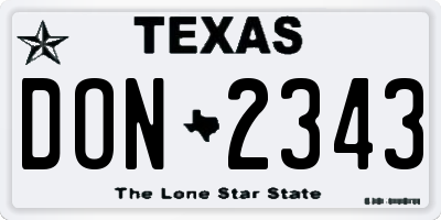 TX license plate DON2343