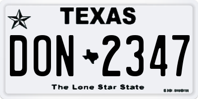TX license plate DON2347