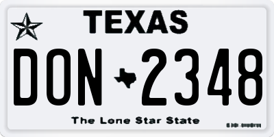 TX license plate DON2348