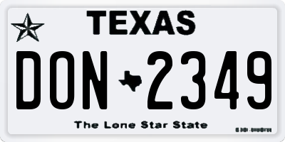 TX license plate DON2349