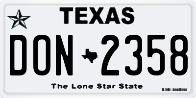 TX license plate DON2358