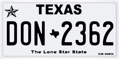 TX license plate DON2362