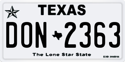 TX license plate DON2363