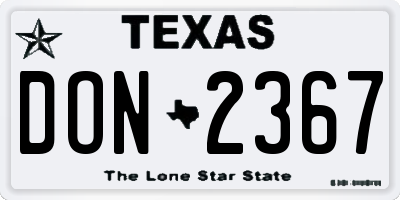 TX license plate DON2367