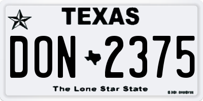 TX license plate DON2375