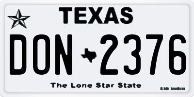 TX license plate DON2376