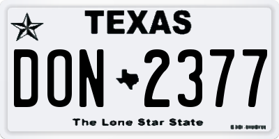 TX license plate DON2377