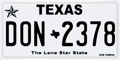 TX license plate DON2378