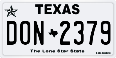 TX license plate DON2379
